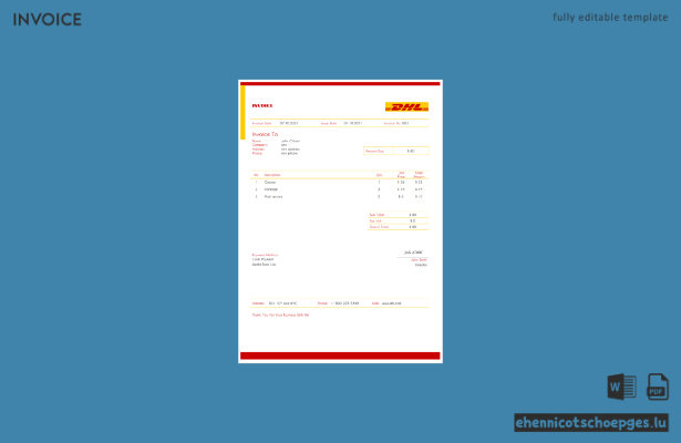 Beispiel einer DHL-Rechnung für die USA (Vorschau)